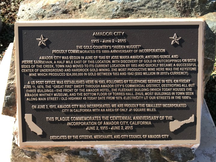 amador city plaque